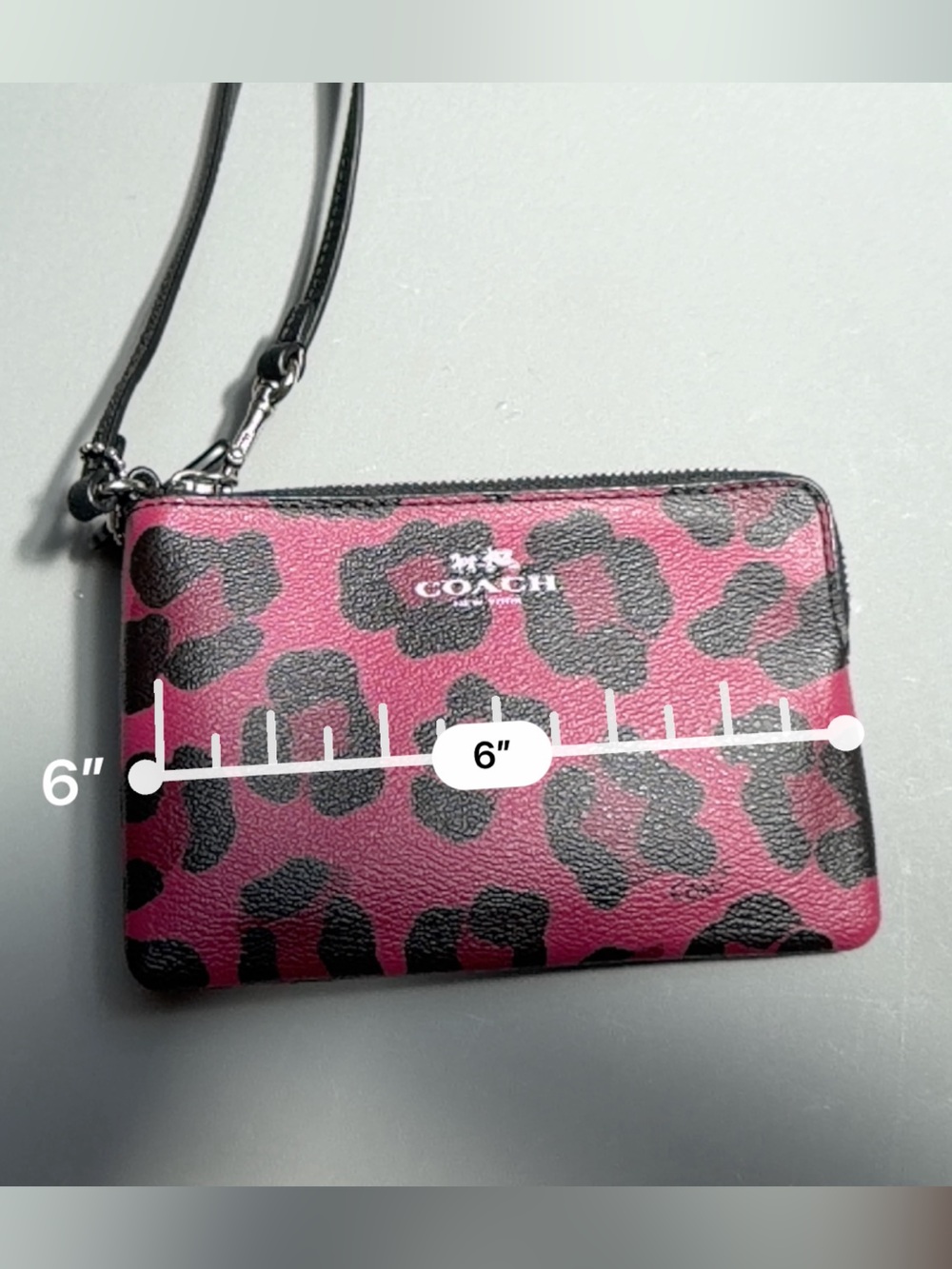 Coach Ocelot Print Corner Zip in Cranberry - Picture 6 of 7